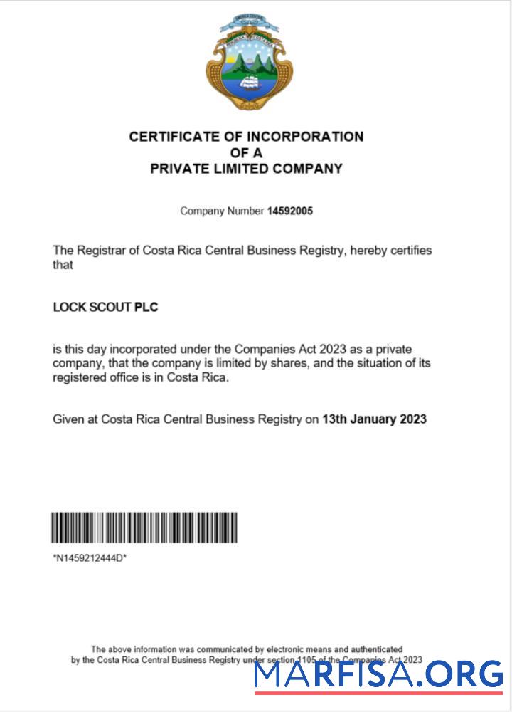 Downloadable Costa Rica certificate of registration Word and PDF template
